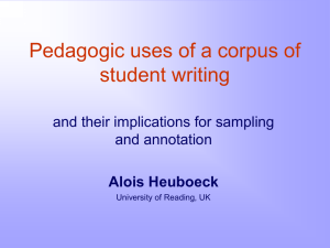 Pedagogic uses of a corpus of student writing and annotation