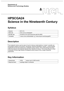HPSCGA24 Science in the Nineteenth Century Syllabus Department of