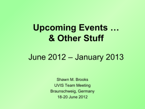 Upcoming Events … &amp; Other Stuff – January 2013 June 2012