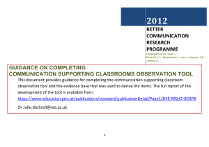 2012 GUIDANCE ON COMPLETING COMMUNICATION SUPPORTING CLASSROOMS OBSERVATION TOOL