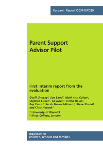 Parent Support Advisor Pilot First interim report from the evaluation