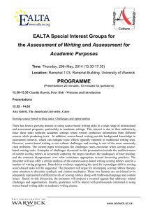 EALTA Special Interest Groups for Assessment of Writing PROGRAMME Academic Purposes