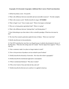 Geography 221 (Economic Geography) Additional Short Answer Final Exam Questions