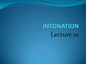 Lecture Seven Suprasegmental Elements (Intonation)