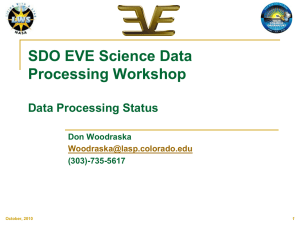 SDO EVE Science Data Processing Workshop Data Processing Status Don Woodraska
