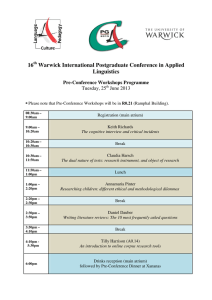 16 Warwick International Postgraduate Conference in Applied Linguistics