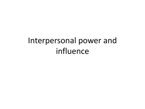 Interpersonal power and influence