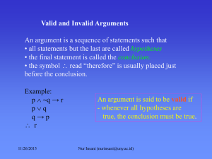 Valid and Invalid Arguments • the final statement is called the