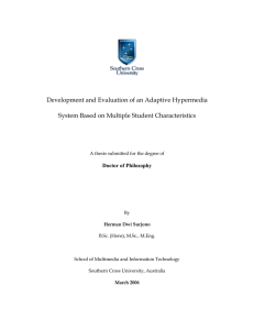 Development and Evaluation of an Adaptive Hypermedia  Doctor of Philosophy