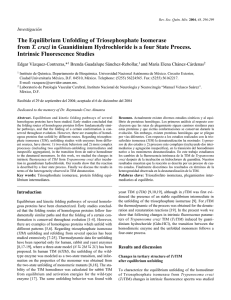 The Equilibrium Unfolding of Triosephosphate Isomerase T. cruzi Intrinsic Fluorescence Studies Investigación