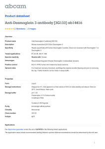 Anti-Desmoglein 3 antibody [3G133] ab14416 Product datasheet 2 Abreviews 2 Images