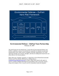 Environmental Defense – DuPont Nano Partnership  February 26, 2007