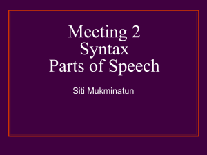 Meeting 2 Syntax Parts of Speech Siti Mukminatun