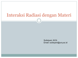 Interaksi Radiasi dengan Materi Sulistyani, M.Si. Email: