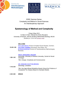 Epistemology of Method and Complexity  ESRC Seminar Series: