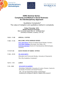 ESRC Seminar Series: Complexity and Method in Social Sciences: An Interdisciplinary Approach