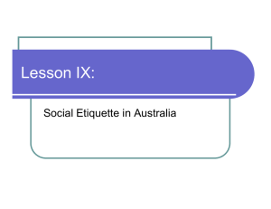 Lesson IX: Social Etiquette in Australia