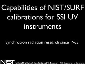 Capabilities of NIST/SURF calibrations for SSI UV instruments Synchrotron radiation research since 1963.