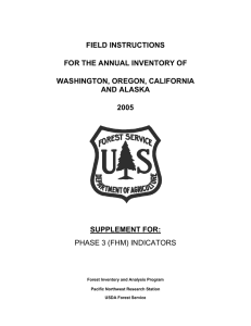 FIELD INSTRUCTIONS FOR THE ANNUAL INVENTORY OF WASHINGTON, OREGON, CALIFORNIA