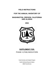 FIELD INSTRUCTIONS FOR THE ANNUAL INVENTORY OF WASHINGTON, OREGON, CALIFORNIA