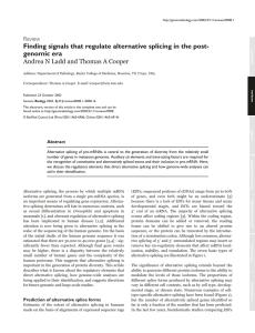 Finding signals that regulate alternative splicing in the post- genomic era Review