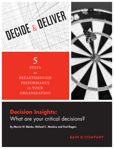 Decision Insights: What are your critical decisions?