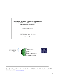 “The Fate of Territorial Engineering: Mechanisms of International Governance”
