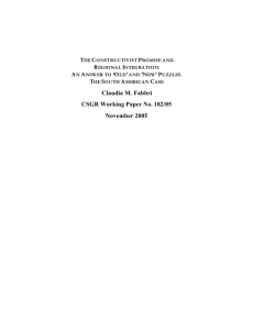 Claudia M. Fabbri CSGR Working Paper No. 182/05 November 2005 T
