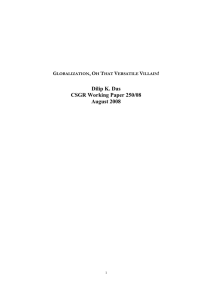 Dilip K. Das CSGR Working Paper 250/08 August 2008 G