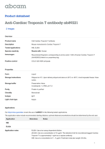 Anti-Cardiac Troponin T antibody ab89221 Product datasheet 2 Images Overview