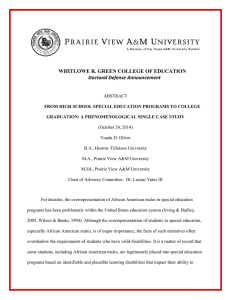 WHITLOWE R. GREEN COLLEGE OF EDUCATION Doctoral Defense Announcement