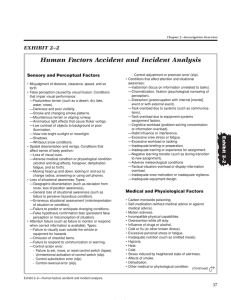Human Factors Accident and Incident Analysis EXHIBIT 2–2 Sensory and Perceptual Factors