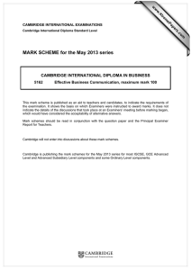 MARK SCHEME for the May 2013 series  www.XtremePapers.com