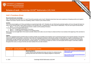 Scheme of work – Cambridge IGCSE Mathematics (US) 0444