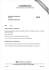 www.XtremePapers.com DIPLOMA IN COMPUTING PAPER 3