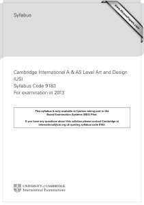 Syllabus Cambridge International A &amp; AS Level Art and Design (US)