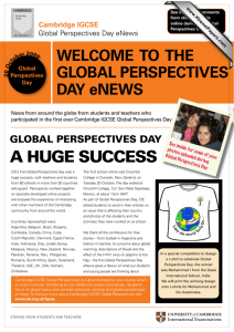 WELCOME  TO  THE GLOBAL PERSPECTIVES DAY eNEWS