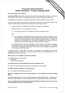 Frequently Asked Questions IGCSE Indonesian – Foreign Language (0545) www.XtremePapers.com