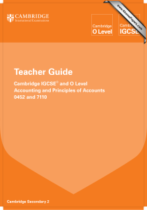 Teacher Guide Cambridge IGCSE and O Level Accounting and Principles of Accounts