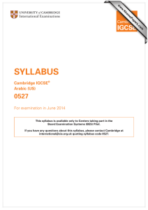 SYLLABUS 0527 Cambridge IGCSE Arabic (US)