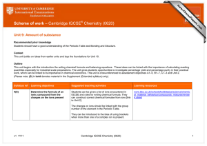 Scheme of work – Cambridge IGCSE Chemistry (0620)