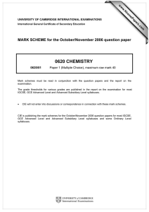 0620 CHEMISTRY  MARK SCHEME for the October/November 2006 question paper