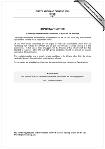 IMPORTANT NOTICE www.XtremePapers.com FIRST LANGUAGE CHINESE 0509 IGCSE