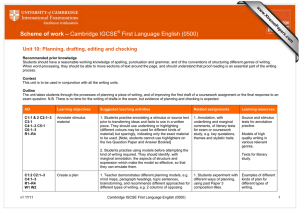 Scheme of work – Cambridge IGCSE First Language English (0500)