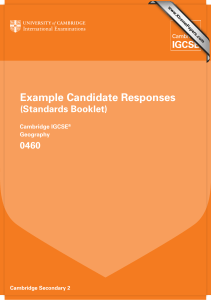 Example Candidate Responses (Standards Booklet) 0460 Cambridge IGCSE