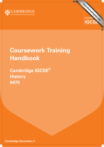 Coursework Training Handbook Cambridge IGCSE History