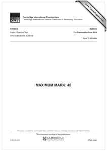MAXIMUM MARK: 40 www.XtremePapers.com Cambridge International Examinations 0625/05