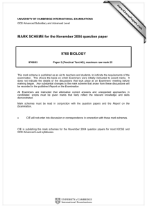MARK SCHEME for the November 2004 question paper  9700 BIOLOGY www.XtremePapers.com