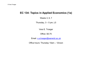 EC 134: Topics in Applied Economics (1a)  Weeks 3, 6, 7