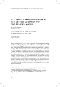 MaLaDaPTIve scheMas anD DePressIon: TesTs of sTress generaTIon anD DIaThesIs-sTress MoDeLs